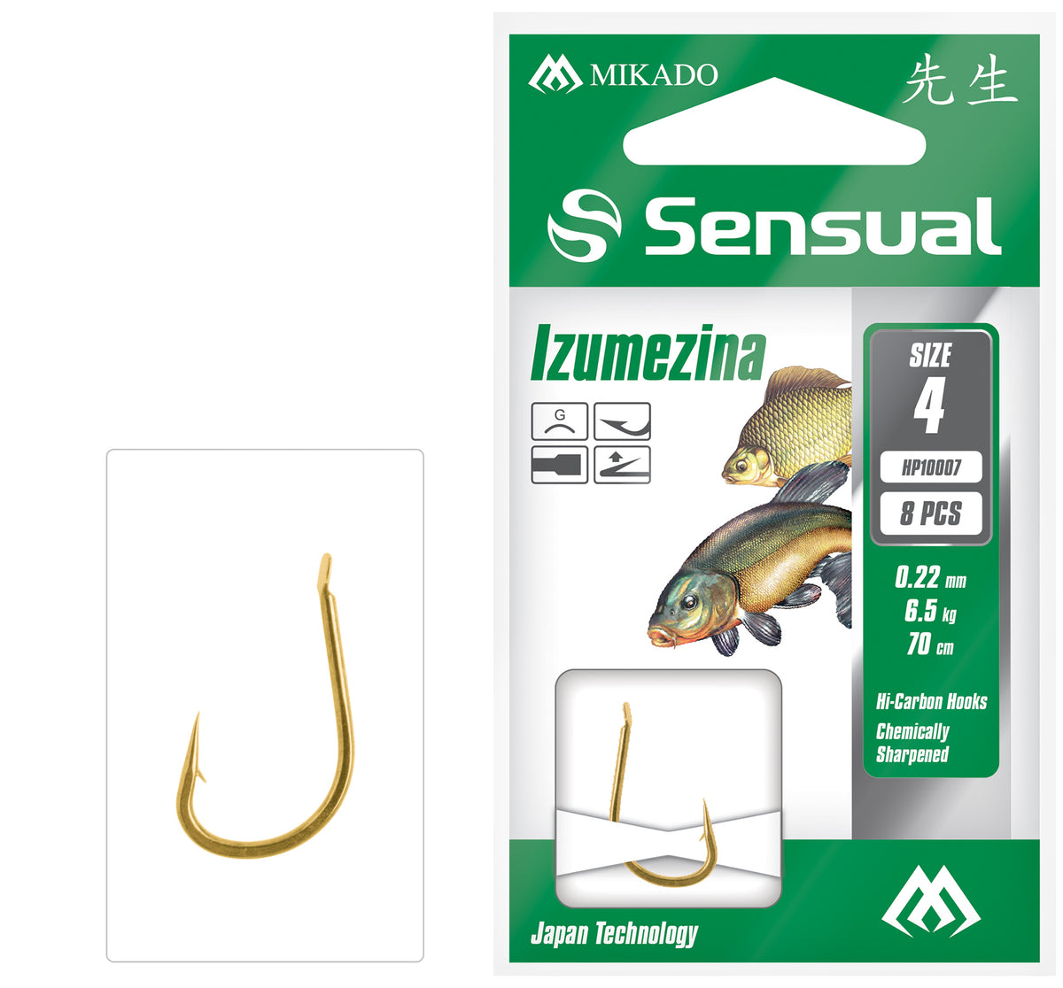 Mikado Gebundene Haken - Sensual - Izumezina No 6 G / Schnur: 0.20mm/70cm - 8 Stk.