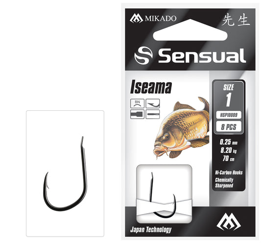 Mikado Gebundene Haken - Sensual - Iseama No 1 Bn / Schnur: 0.25mm/70cm - 8 Stk.