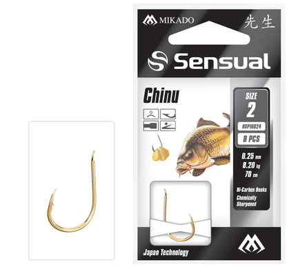Mikado Gebundene Haken - Sensual - Chinu No 10 G / Schnur: 0.18mm/70cm - 8 Stk.