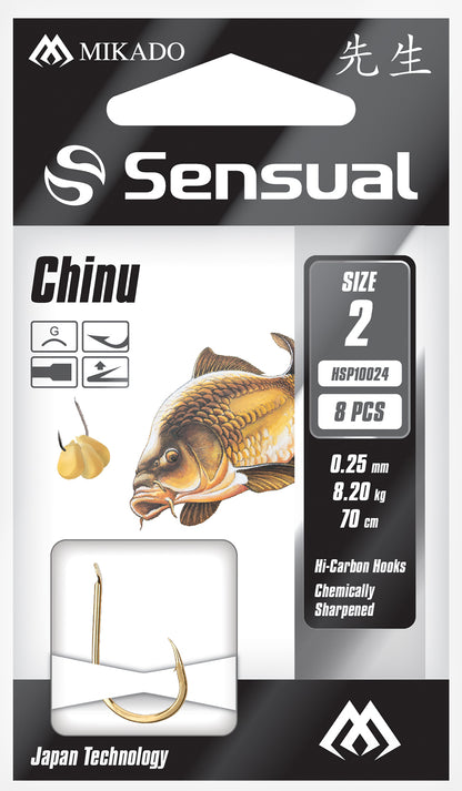 Mikado Gebundene Haken - Sensual - Chinu No 10 G / Schnur: 0.18mm/70cm - 8 Stk.