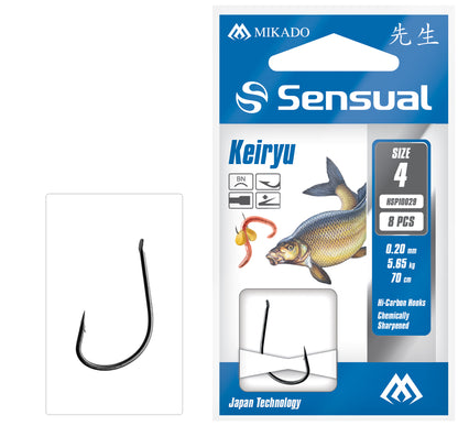 Mikado Gebundene Haken - Sensual - Keiryu No 4 Bn / Schnur: 0.20mm/70cm - 8 Stk.
