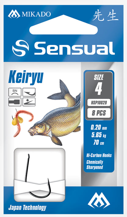 Mikado Gebundene Haken - Sensual - Keiryu No 8 Bn / Schnur: 0.16mm/70cm - 8 Stk.