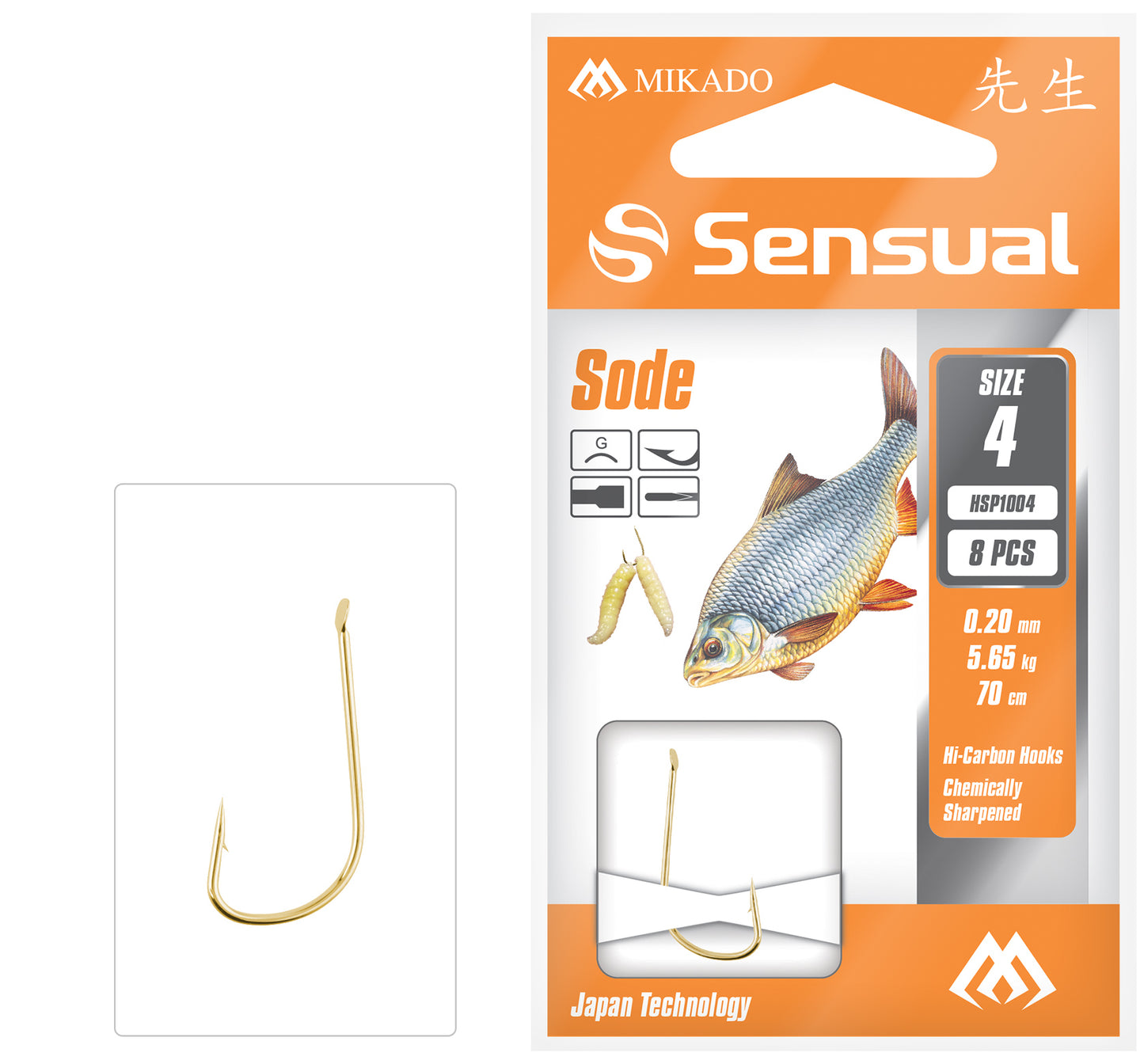 Mikado Gebundene Haken - Sensual - Sode No 10 G / Schnur: 0.14mm/70cm - 8 Stk.