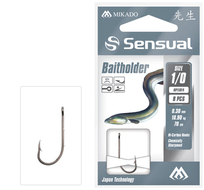 Mikado Gebundene Haken - Sensual - Baitholder No 4 Bn / Schnur: 0.26mm/70cm - 8 Stk.