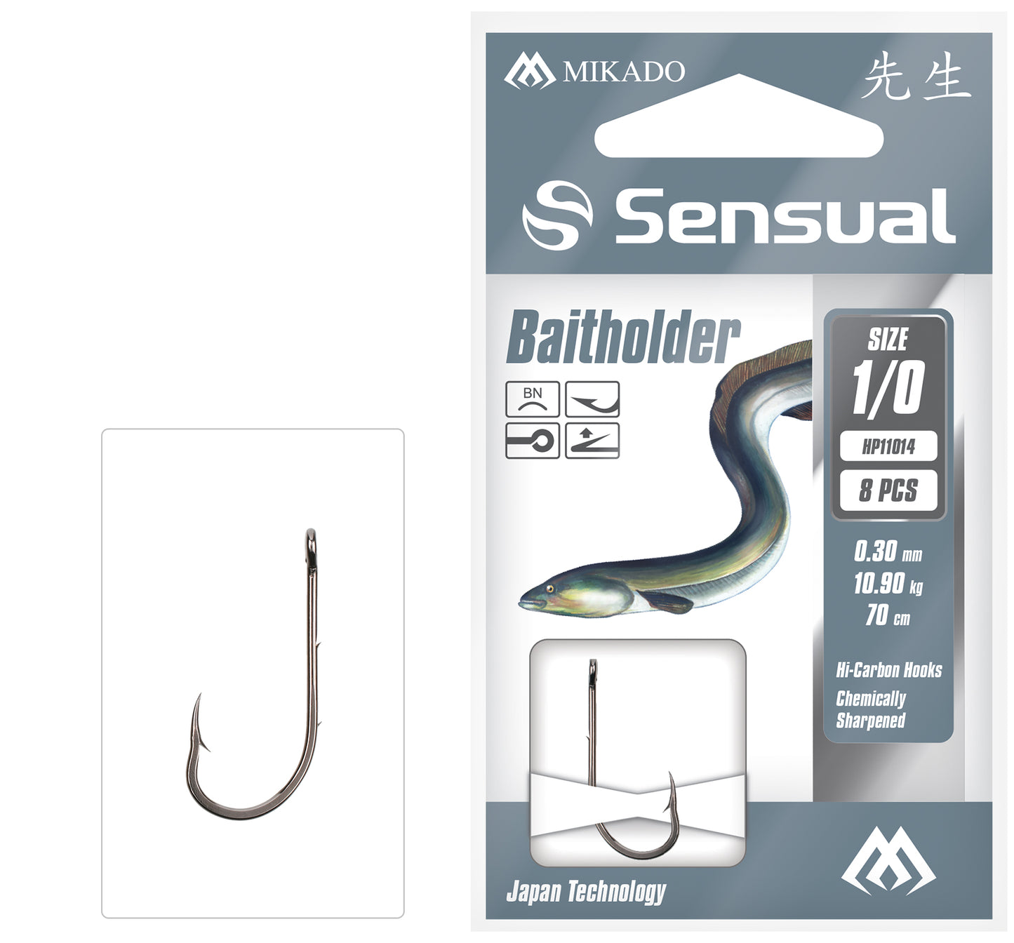 Mikado Gebundene Haken - Sensual - Baitholder No 2 Bn / Schnur: 0.28mm/70cm - 8 Stk.