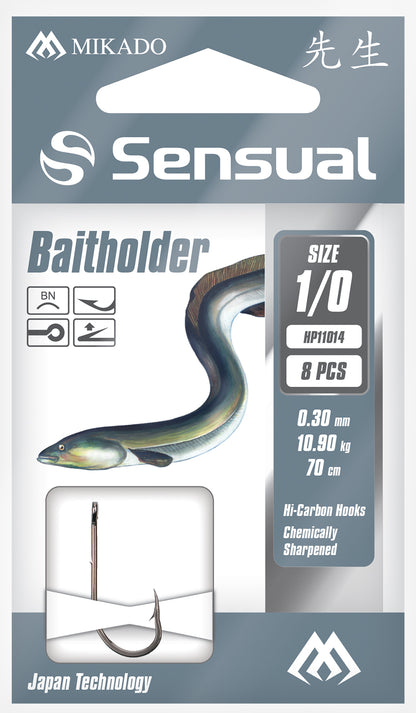 Mikado Gebundene Haken - Sensual - Baitholder No 4 Bn / Schnur: 0.26mm/70cm - 8 Stk.