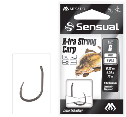 Mikado Gebundene Haken - Sensual - X-Tra Strong Carp No 12 Db / Schnur: 0.18mm/70cm - 8 Stk.