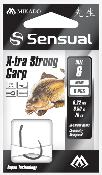 Mikado Gebundene Haken - Sensual - X-Tra Strong Carp No 12 Db / Schnur: 0.18mm/70cm - 8 Stk.