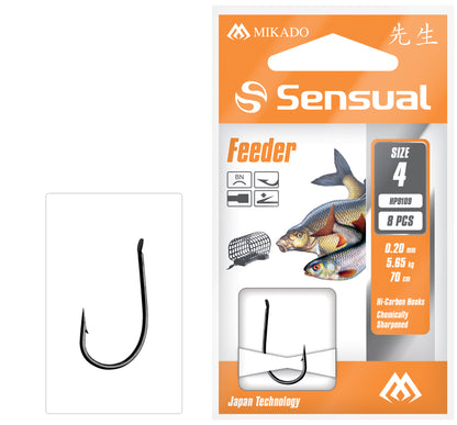 Mikado Gebundene Haken - Sensual - Feeder 9109 No 12 Bn / Schnur: 0.12mm/70cm - 8 Stk.