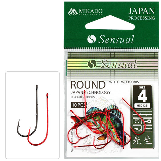 Mikado Haken - Sensual - Round Mit Widerhaken NR. 4 Red - 10 Stk.
