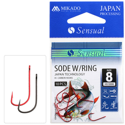 Mikado Haken - Sensual - Sode W/RING NR. 8 Red - 10 Stk.