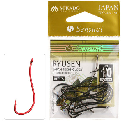 Mikado Haken - Sensual - Ryusen W/RING NR. 1 Red - 10 Stk.