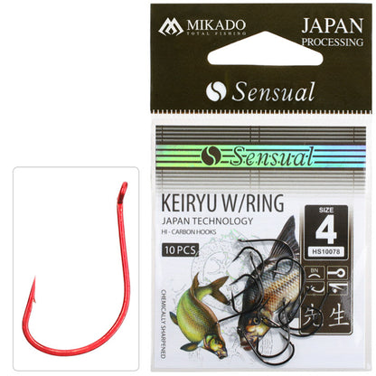 Mikado Haken - Sensual - Keiryu W/RING NR. 4 Red - 10 Stk.