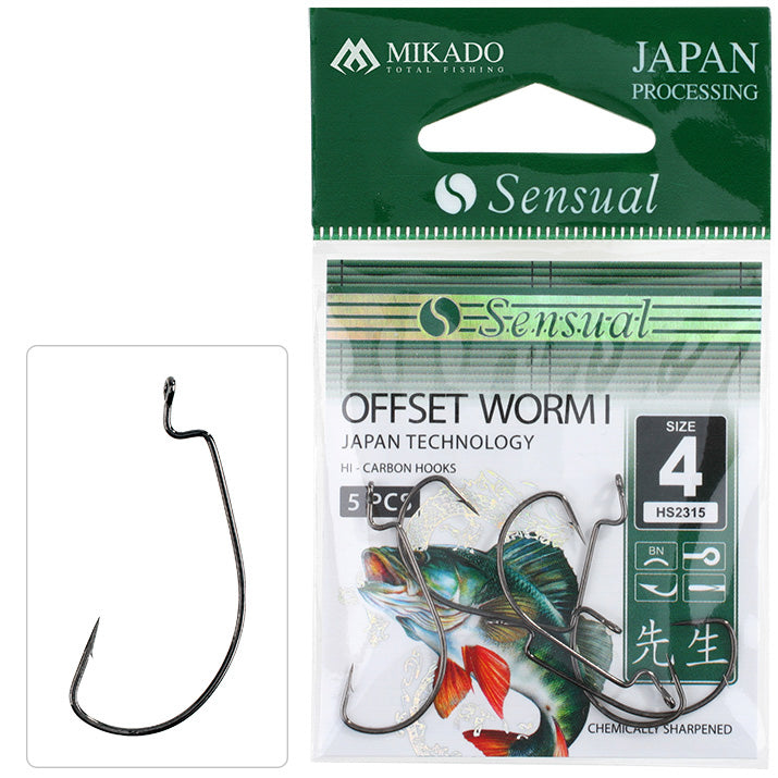 Mikado Haken - Sensual - Offset Worm I NR. 1 Bn - 5 Stk.
