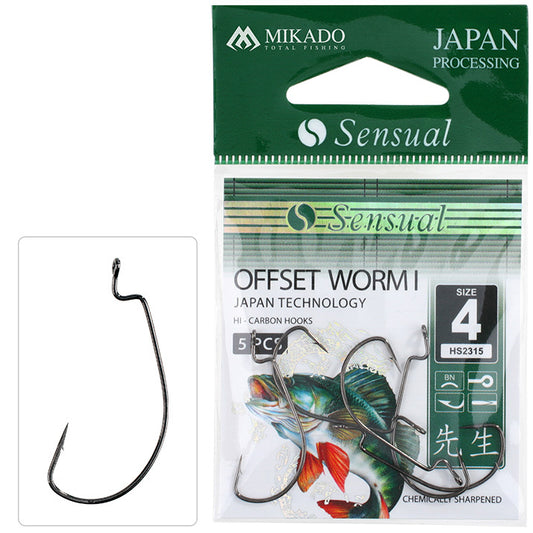 Mikado Haken - Sensual - Offset Worm I NR. 1 Bn - 5 Stk.