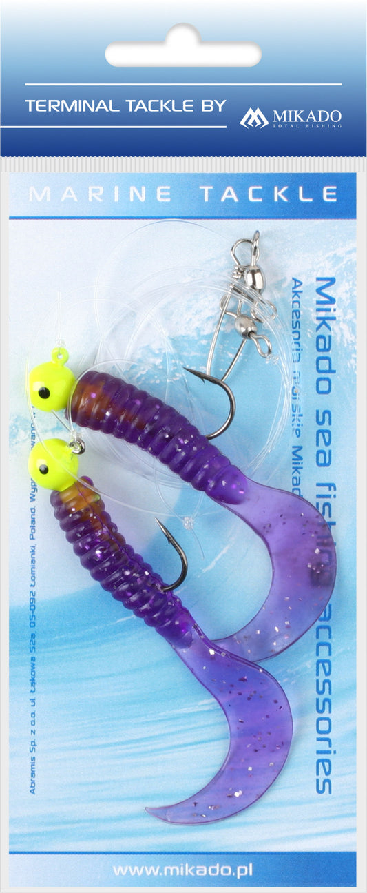Mikado Meeres-Set - Pilk Twist Jighead Rig 7.5cm-2x6g - Violett - 1 Satz