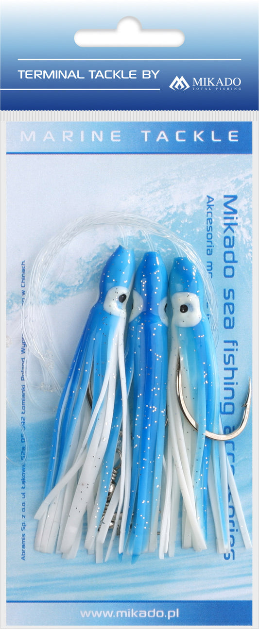 Mikado Meeres-Set - Octopus Rig 10cm - Haken 3x7/0 - Blau Und Weiss - 1 Satz