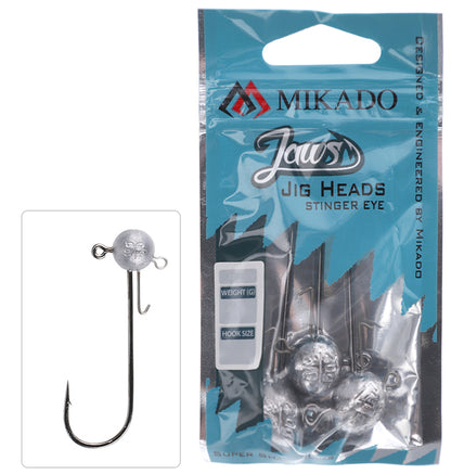 Mikado Jig Head - Jaws Stinger Eye 10g-8/0 Bn - 3 Stk.