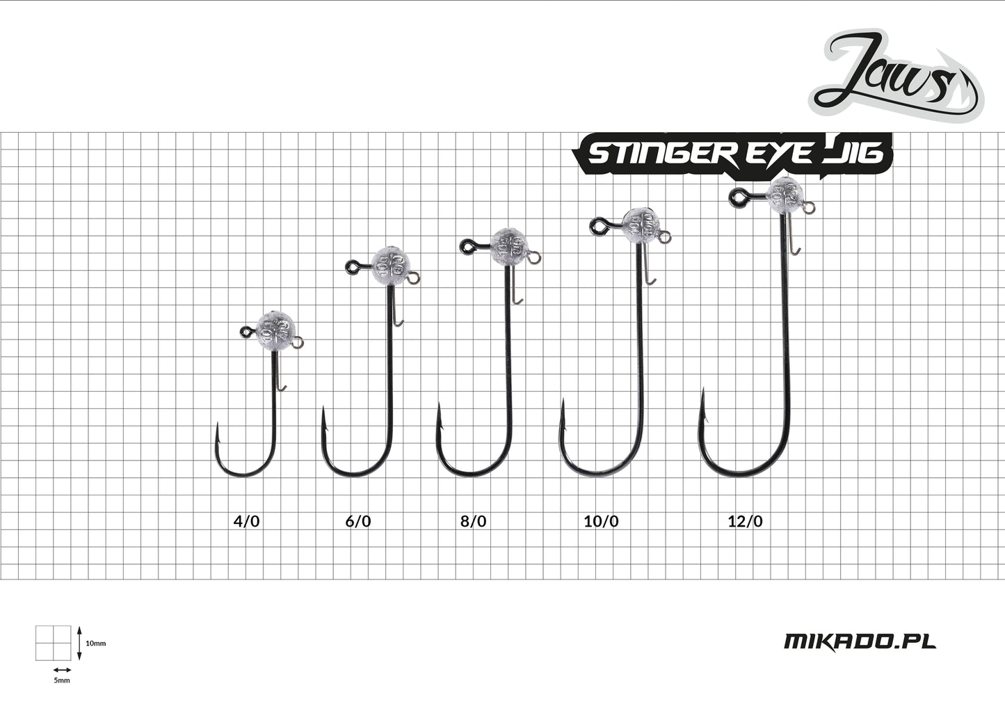Mikado Jig Head - Jaws Stinger Eye 10g-8/0 Bn - 3 Stk.
