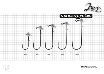 Mikado Jig Head - Jaws Stinger Eye 10g-8/0 Bn - 3 Stk.