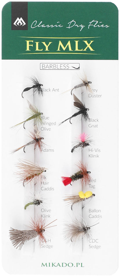 Mikado Set - Künstliche Fliegen - Dry Flies - Barbless - 1 Satz