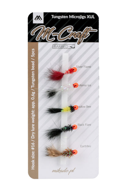 Mikado Set - M-Craft Tungsten Microjigs - Xul / #16 / 0.6g - Barbed - 1 set.