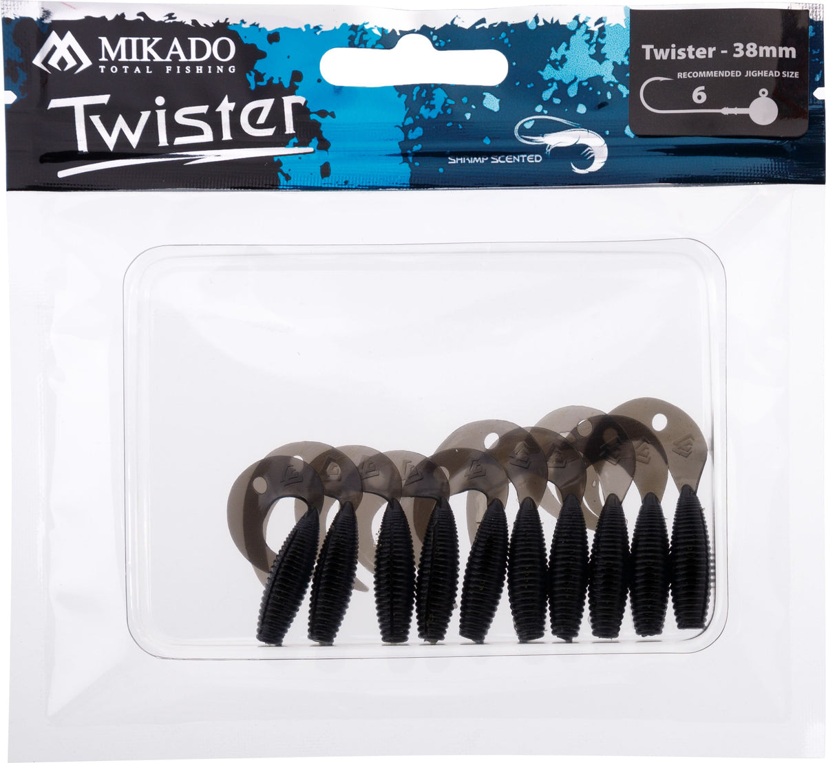 Mikado Köder - Twister 38mm/ Black - 10 Stk.