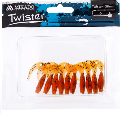 Mikado Köder - Twister 38mm/ Pepper Tea - 10 Stk.