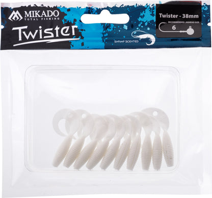 Mikado Köder - Twister 38mm/ White - 10 Stk.