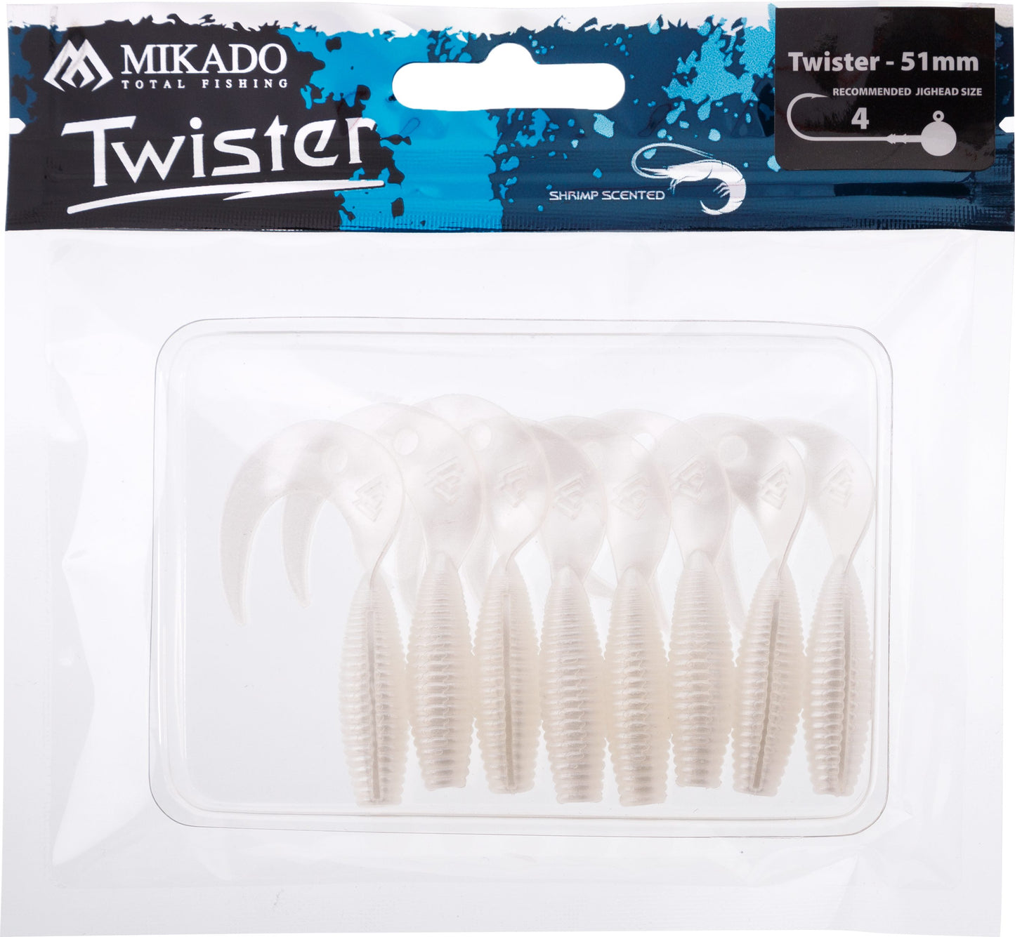Mikado Köder - Twister 51mm/ Pearl - 8 Stk.