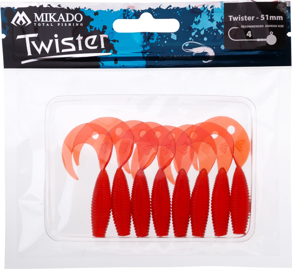 Mikado Köder - Twister 51mm/ Red - 8 Stk.