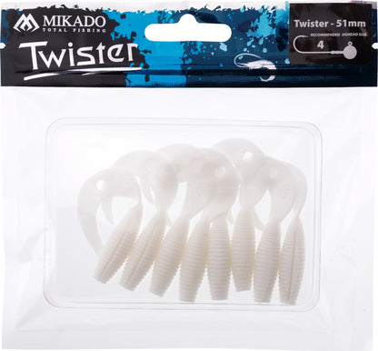 Mikado Köder - Twister 51mm/ White - 8 Stk.