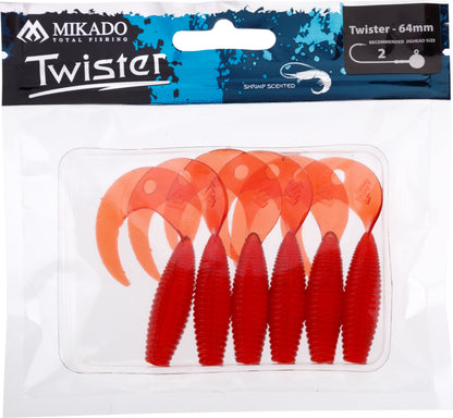Mikado Köder - Twister 64mm/ Red - 6 Stk.