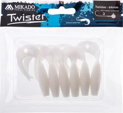 Mikado Köder - Twister 64mm/ White - 6 Stk.