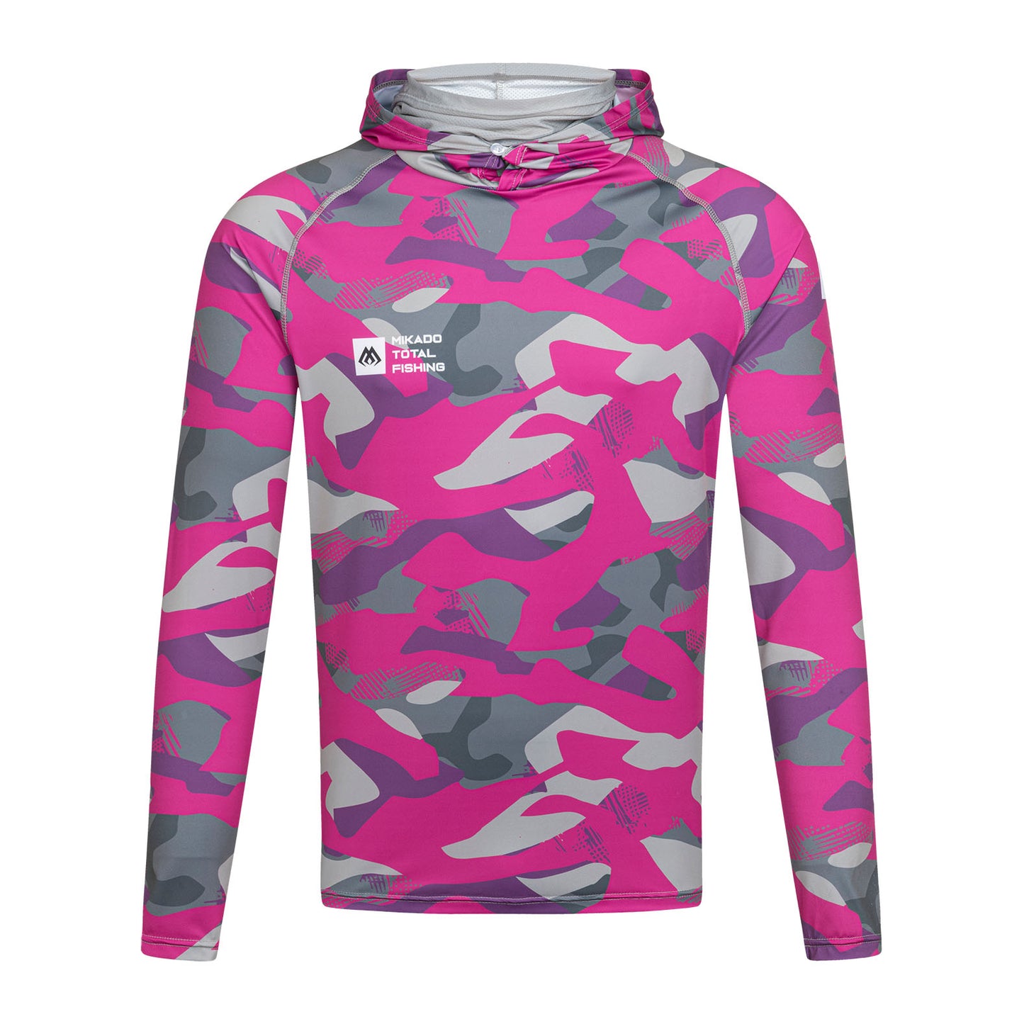 Mikado Damen Longsleeve - Hoodie Mit Gesichtsschutz - Mit Upf-Filter - Lady Camo - Größe Xl - 1 Stk.