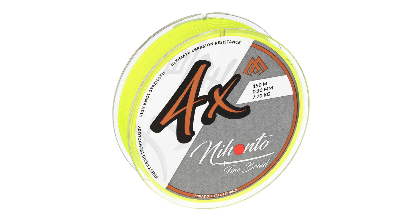 Mikado Geflochtene Schnüre - Nihonto Fine Braid - 0.16mm/12.5kg/150m - Fluo Gelb - 1 Spule