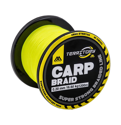 Mikado Geflochtene Schnüre - Territory Carp Braid - 0.20mm/16.60kg/1200m - Fluo Yellow - 1 Stk.