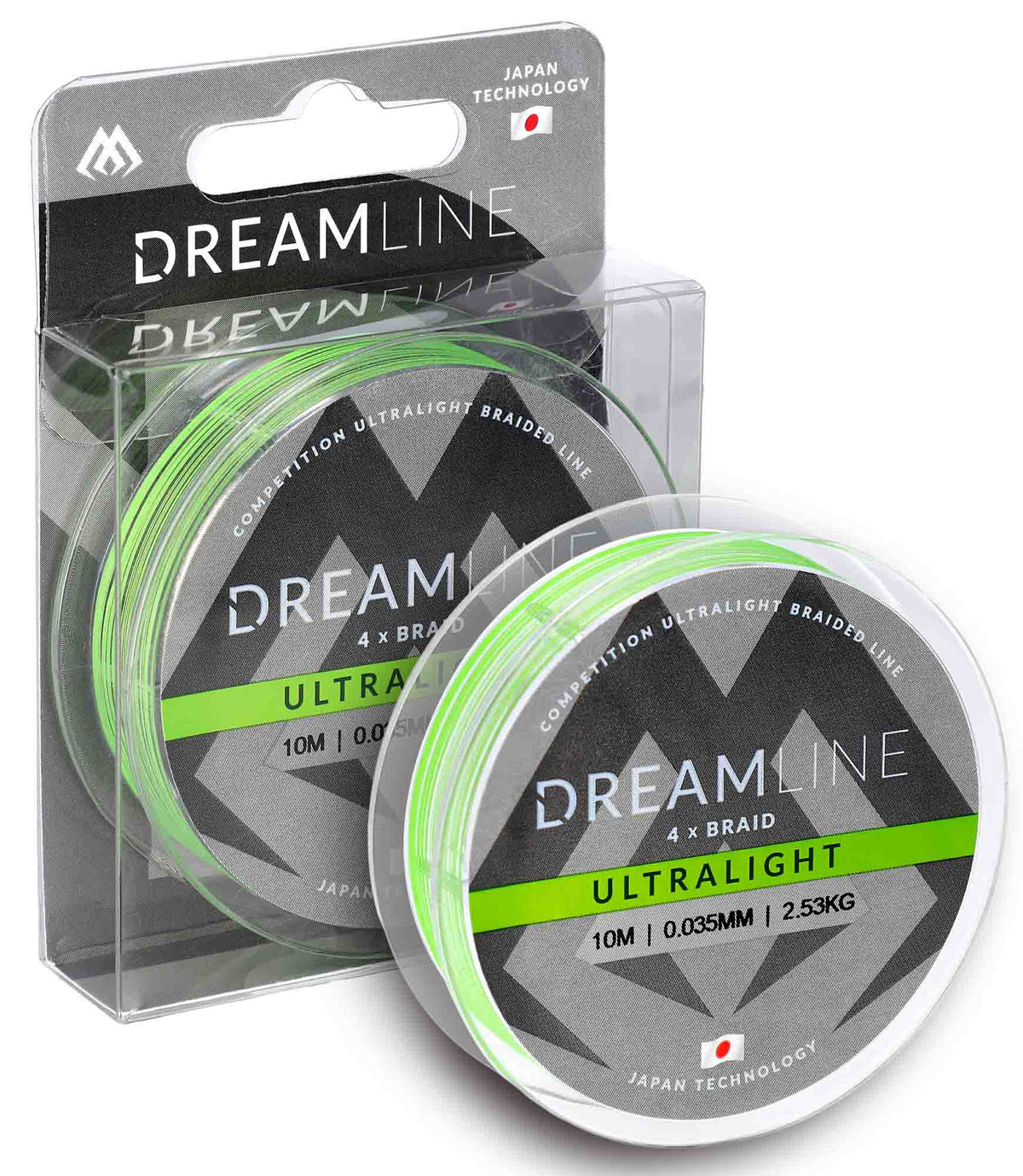 Mikado Geflochtene Schnüre - Dreamline Ultralight - 0.047mm/3.87kg/10m - Fluo Grün - 1 Spule