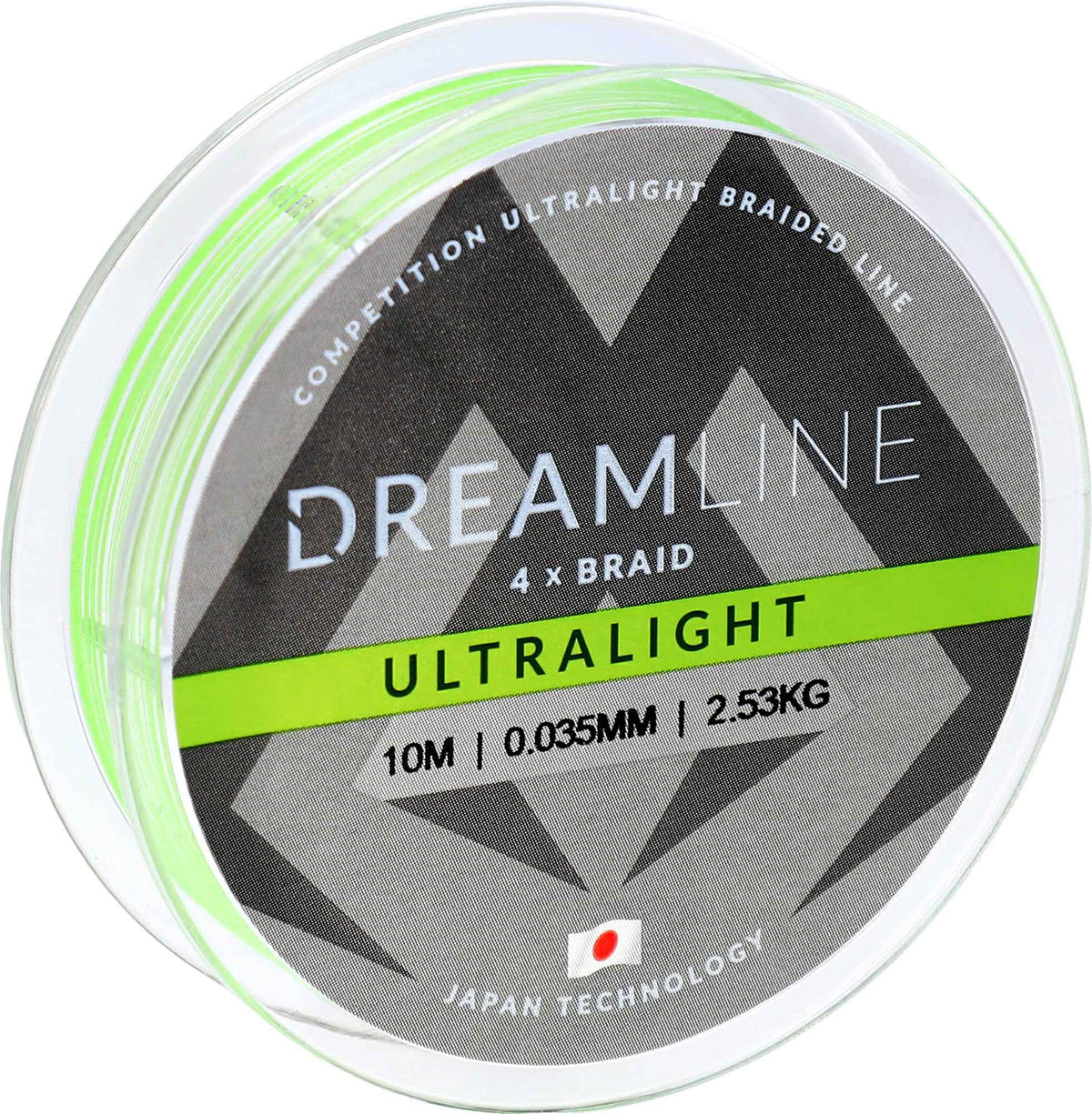 Mikado Geflochtene Schnüre - Dreamline Ultralight - 0.047mm/3.87kg/10m - Fluo Grün - 1 Spule