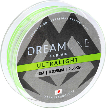 Mikado Geflochtene Schnüre - Dreamline Ultralight - 0.047mm/3.87kg/10m - Fluo Grün - 1 Spule