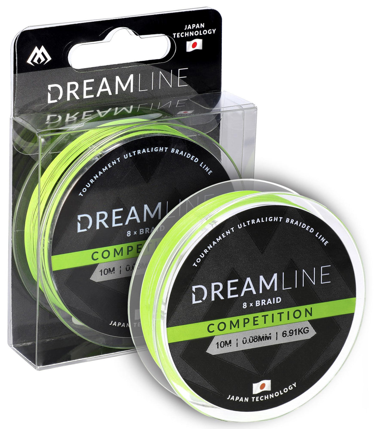 Mikado Geflochtene Schnüre - Dreamline Competition - 0.14mm/12.98kg/10m - Fluo Grün - 1 Spule