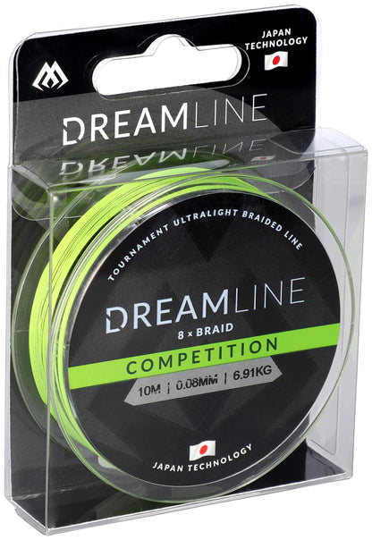 Mikado Geflochtene Schnüre - Dreamline Competition - 0.10mm/8.73kg/10m - Fluo Grün - 1 Spule
