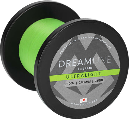 Mikado Geflochtene Schnüre - Dreamline Ultralight - 0.035mm/2.53kg/2100m - Fluo Grün - 1 Spule