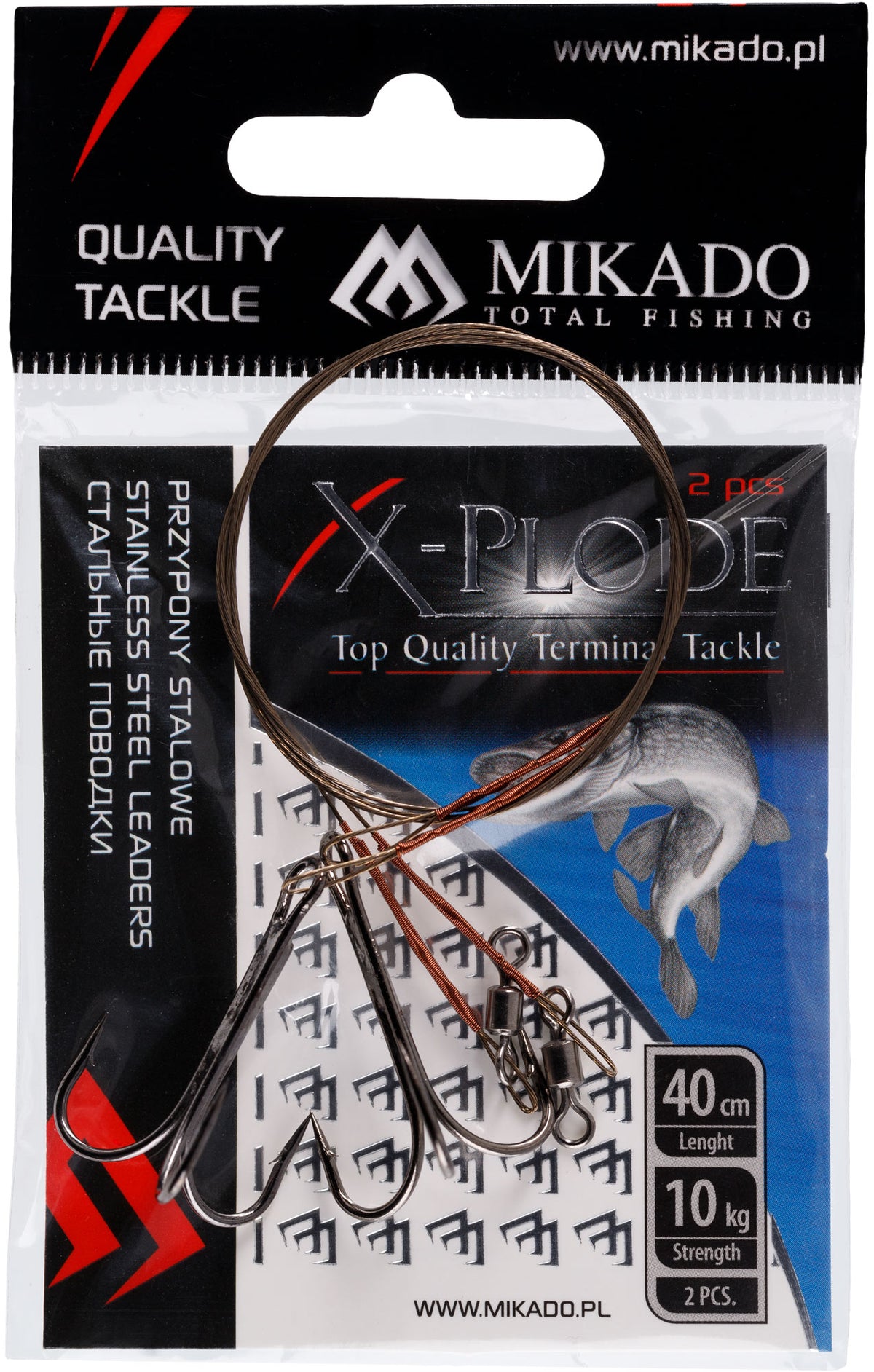 Mikado Stahl-Leader - Mit Wirbel Und Drilling 40cm/10kg - Braun - 2 Stk.