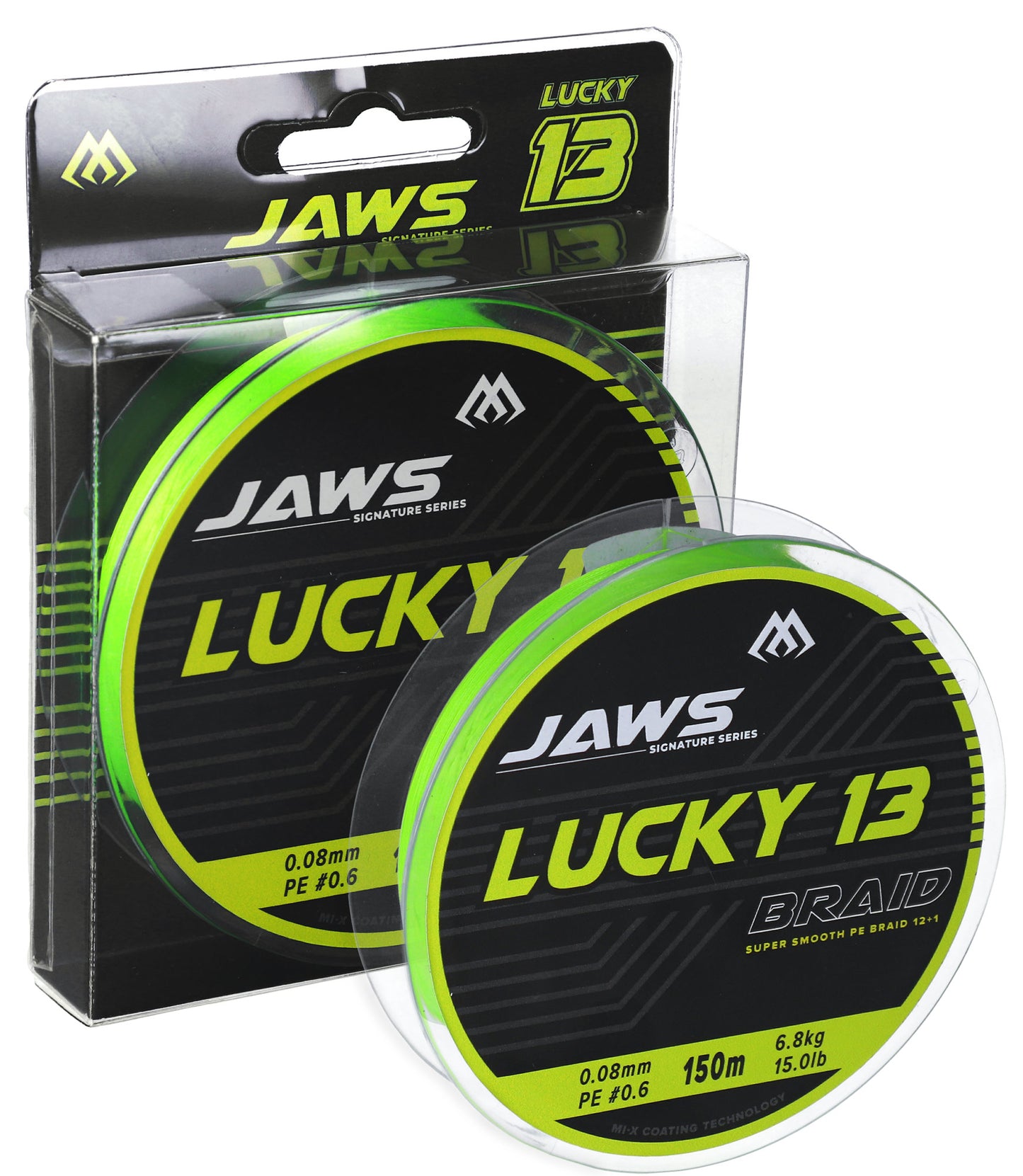Mikado Geflochtene Schnürea - Jaws Lucky 13 - 0.20mm/17.7kg/150m - Fluo Zielona - 1 Spule