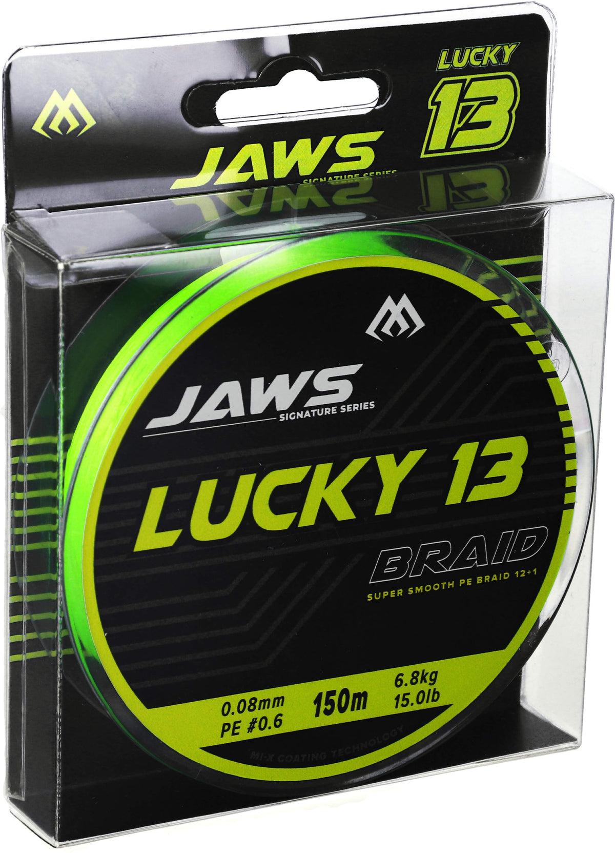 Mikado Geflochtene Schnürea - Jaws Lucky 13 - 0.18mm/15.0kg/150m - Fluo Zielona - 1 Spule