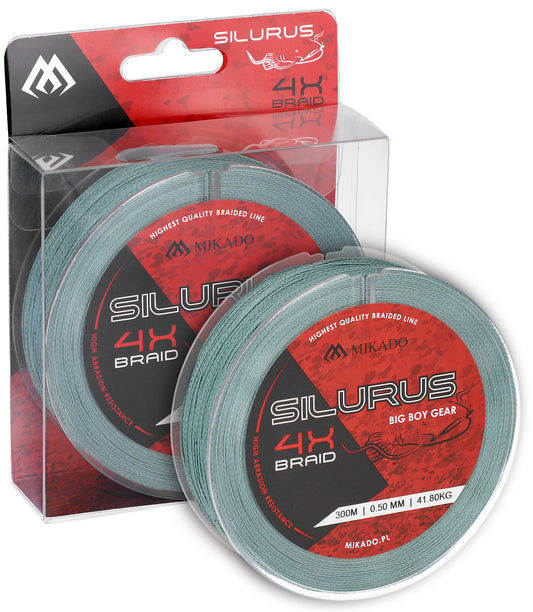 Mikado Geflochtene Schnüre - Silurus 4 X Braid - 0.50mm/41.80kg/300m - Grün - 1 Spule