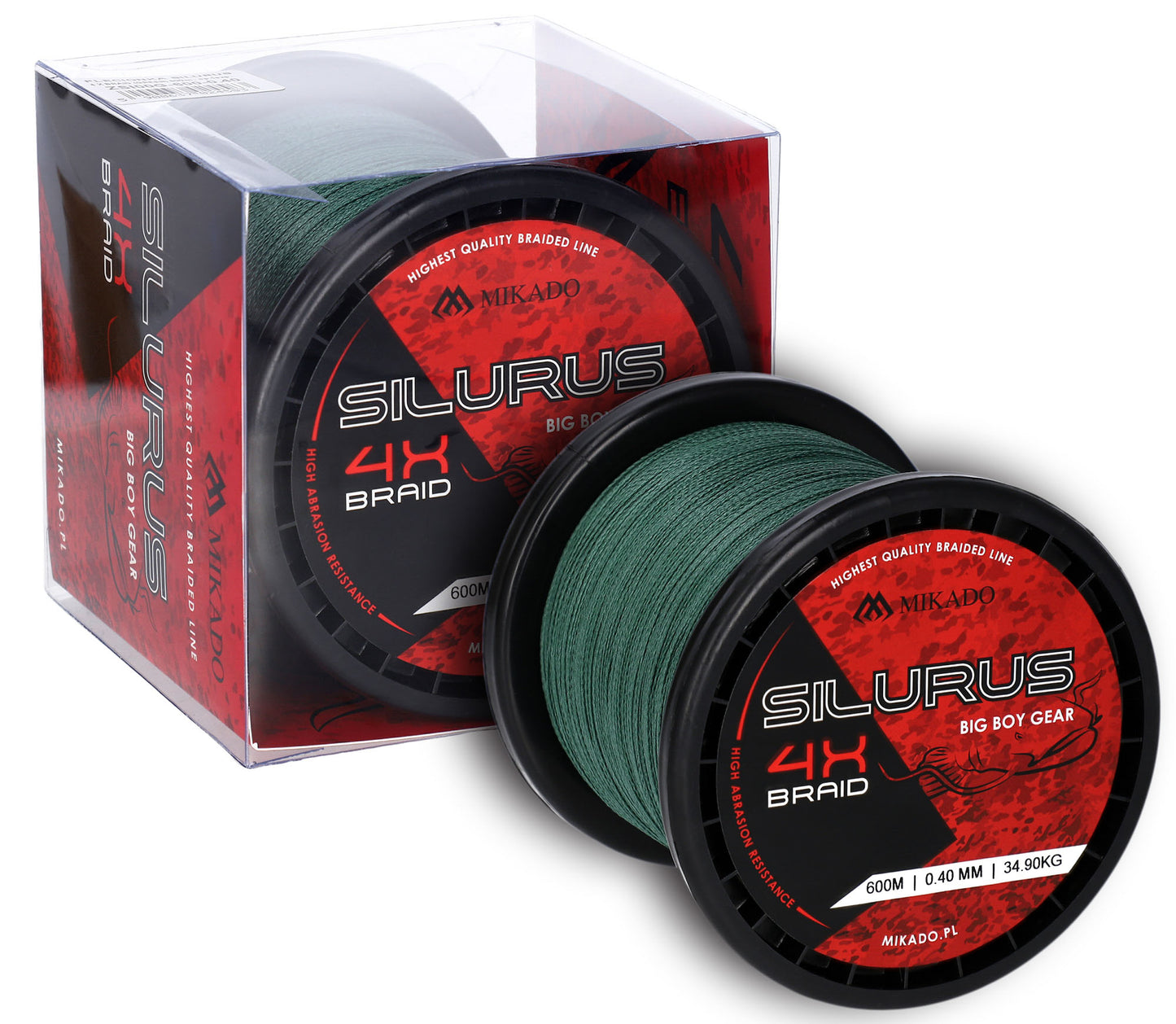 Mikado Geflochtene Schnüre - Silurus 4 X Braid - 0.40mm/34.90kg/600m - Grün - 1 Spule