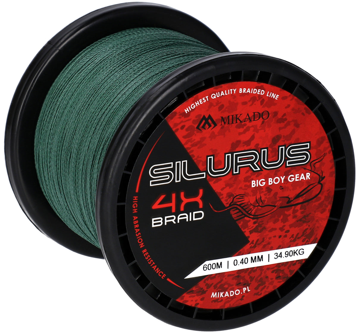 Mikado Geflochtene Schnüre - Silurus 4 X Braid - 0.45mm/37.40kg/600m - Grün - 1 Spule